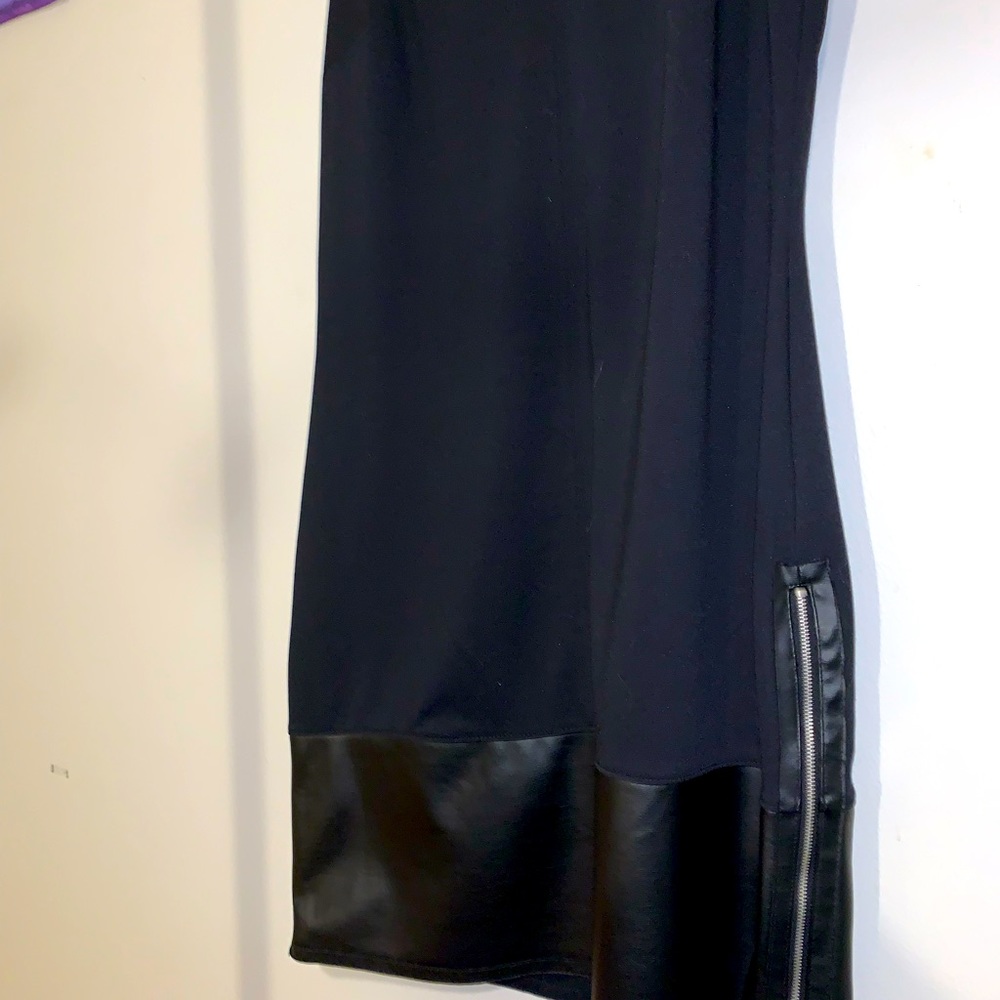 Black elegant evening dress with leather strip
